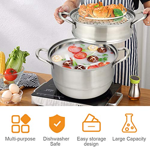 4-Tier Stainless Steel Steamer Pot with Glass Lid I1113