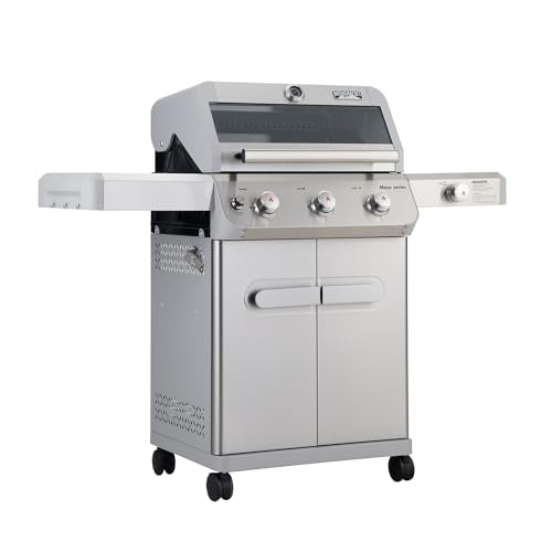 Stainless Steel 3 Burner Propane Gas Grill with Side Burner U8169