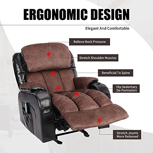 Massage Recliner Chair with Heat and Cup Holder, Black H519352