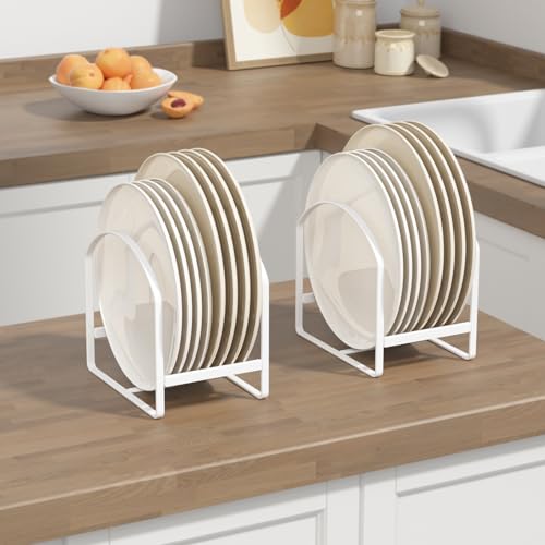 Plate Holder Organizer Large Dish Storage Rack Upright Cabinet Drying Racks Metal Stand Black B287