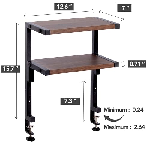 Clamp on Desk Shelf 2-Tier Storage Tray for Desk Organizer L8375