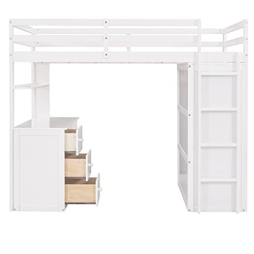 Full Loft Bed with Desk and Storage Drawers Z289457