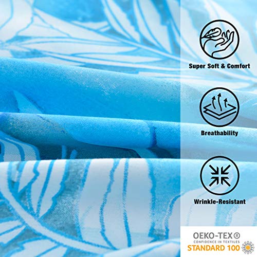 Mint Green Floral Printed Sheet Set Queen Size 6 Piece, Soft Microfiber Bed Sheets Extra Deep Pocket K72854