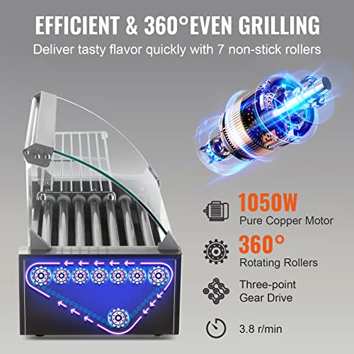 Hot Dog Roller, 12 Capacity, Stainless Steel Cook Warmer with Dual Temp Control R422034