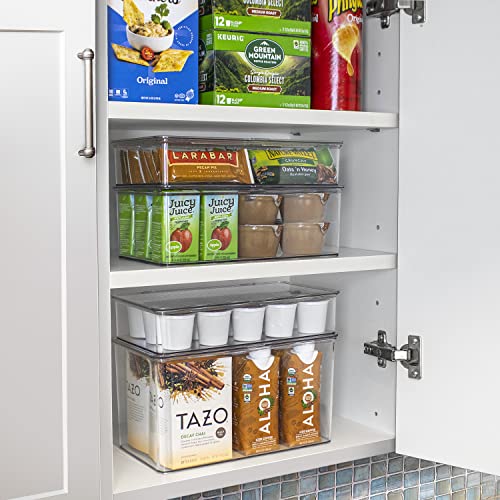 Clear Plastic Storage Bins with Lids, Stackable Fridge and Pantry Organizer T227