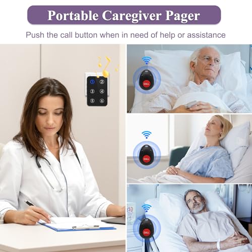 Wireless Caregiver Pager Nurse Call Button with LED Light for Elderly Patients R1852