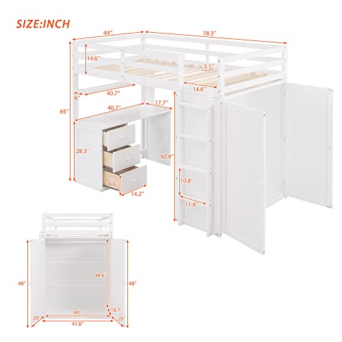 Full Loft Bed with Desk and Storage Drawers Z289457