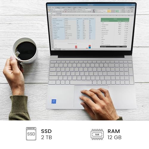 15.6" Laptop, Intel Quad-Core, 12GB RAM, 1TB SSD, Windows 11 Pro D945