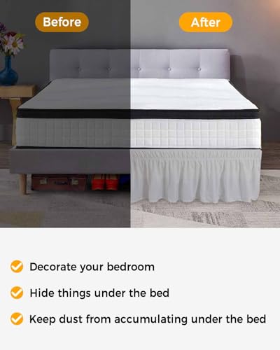 Cal King Bed Skirt 18 Inch Drop, Elastic Wrap Around Dust Ruffle Z8805