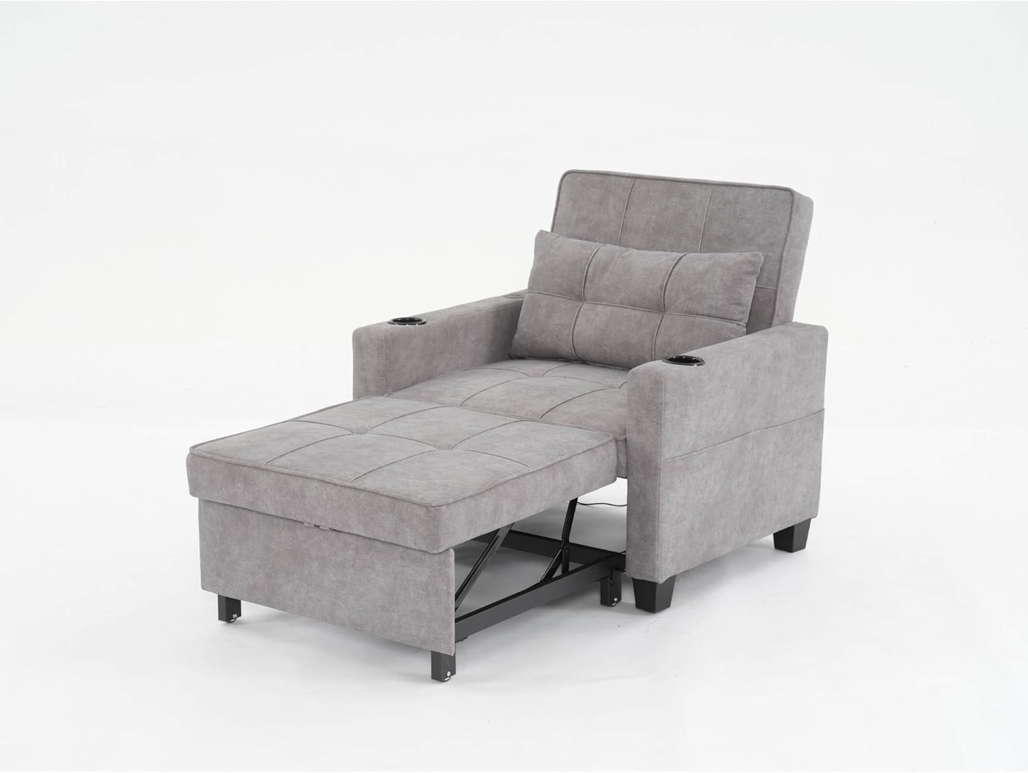 Convertible Chair Bed 3-in-1 Sleeper with USB Ports, Light Grey V2352