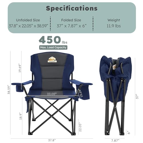 Heavy Duty Oversized Folding Camping Chair Set of 2 with Carry Bag, Red X401