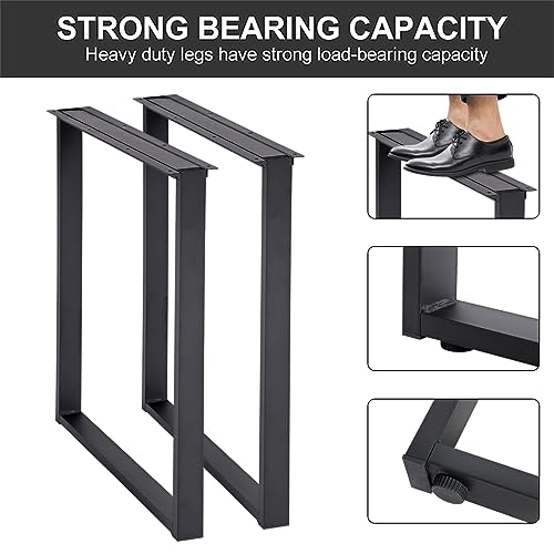 H-Shape Steel Desk Table Legs 28 Inches, 2 Pack, Matte Black H878