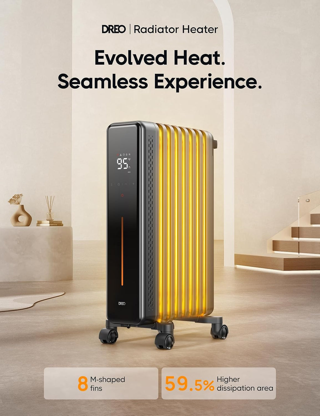 1500W Radiator Heater with Remote Control, Oscillating Space Heater for Indoor Use Q4580