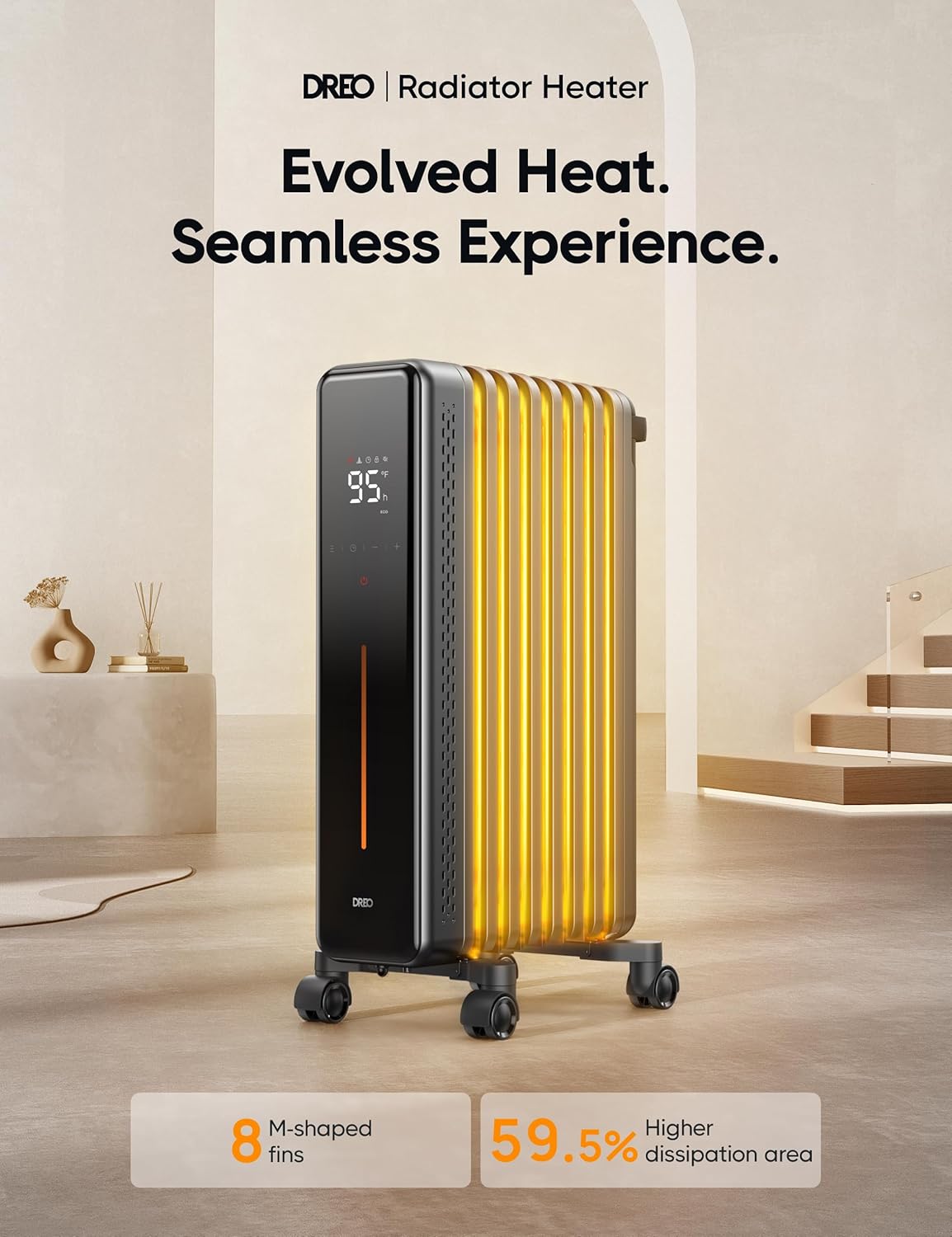 1500W Radiator Heater with Remote Control, Oscillating Space Heater for Indoor Use Q4580