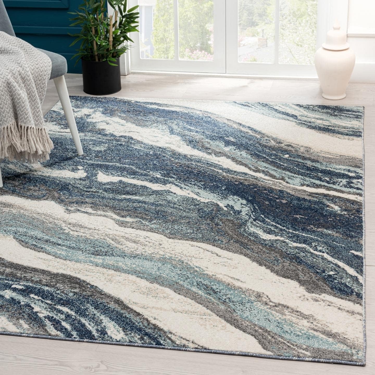 Art Deco Area Rug 8x10 Blue E207701
