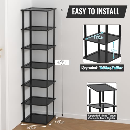 Tall Bamboo Shoe Rack, Freestanding Stackable Organizer for Entryway K402079