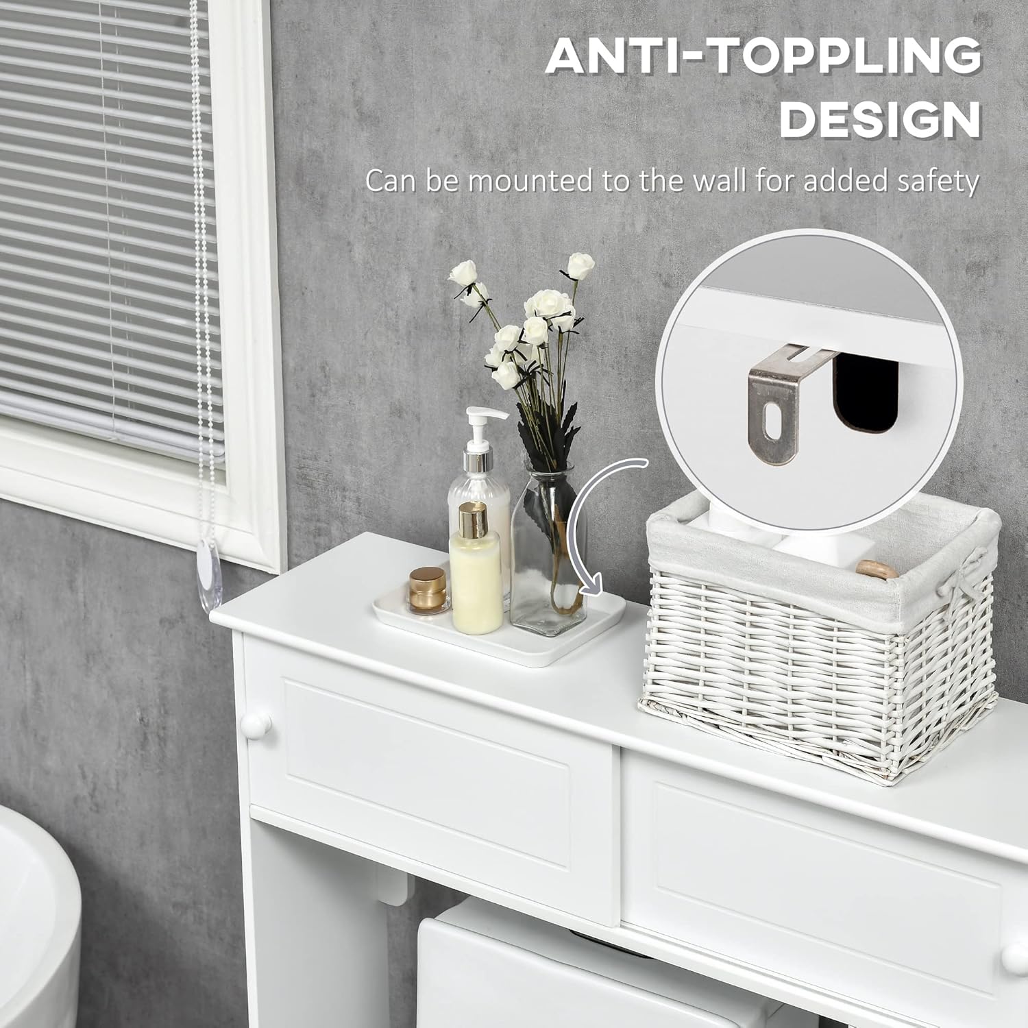 Over the Toilet Bathroom Cabinet with Adjustable Shelves, White M71106