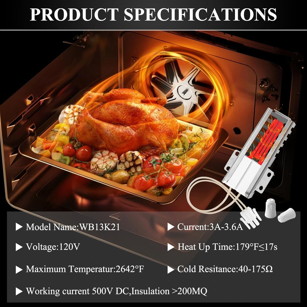 Gas Range Oven Flat Igniter with Connector Plug T301