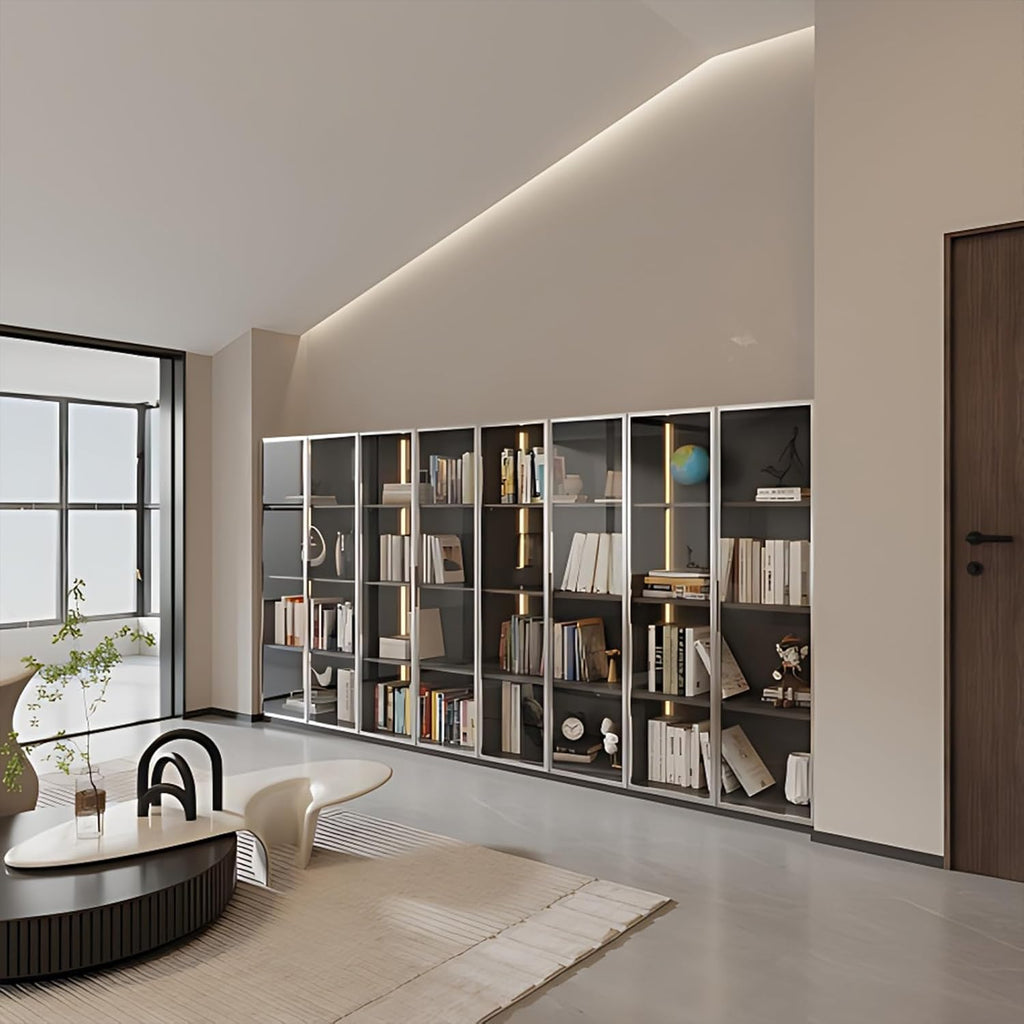 Glass Display Cabinet with LED Lights and 4-Tier Shelves I51816