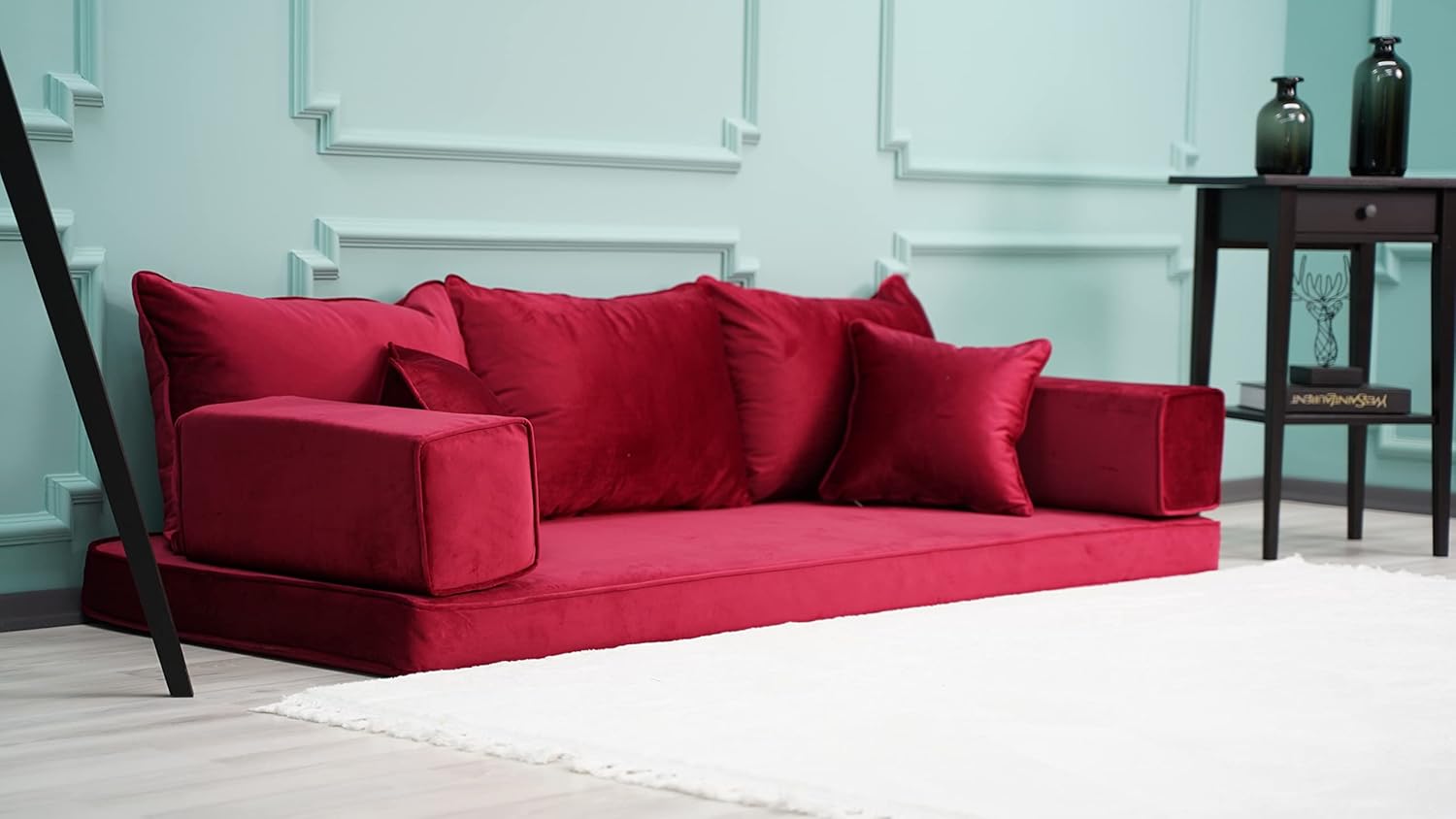 Velvet Floor Sofa in Red K717