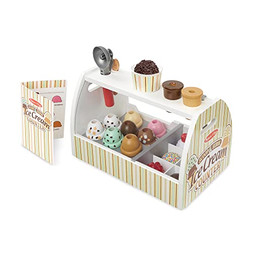 Wooden Scoop and Serve Ice Cream Counter Play Set for Kids X216422