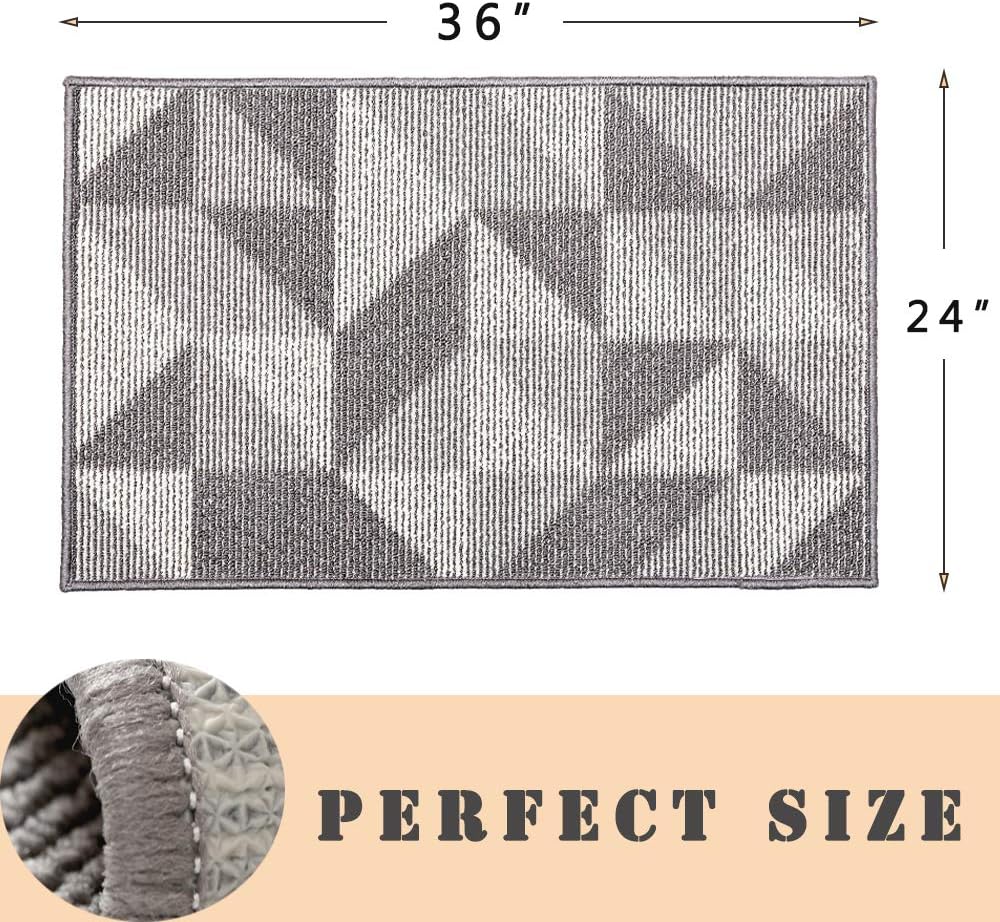Gray Indoors Doormat 24 x 36 Inch Washable Non Slip Entry Rug D509401