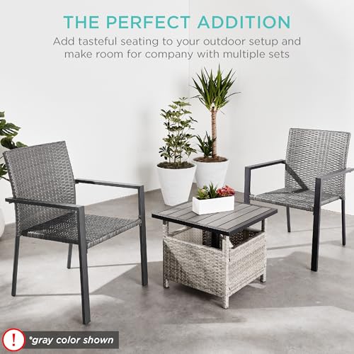 Set of 2 Stackable Outdoor Wicker Dining Chairs with Armrests R76144