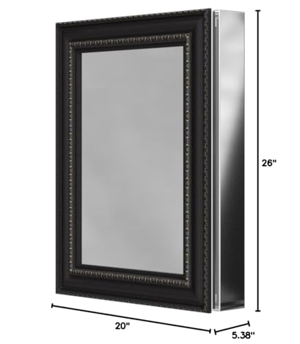 Bathroom Medicine Cabinet with Framed Mirror Door, Recessed or Surface Mount, Oil-Rubbed Bronze B101