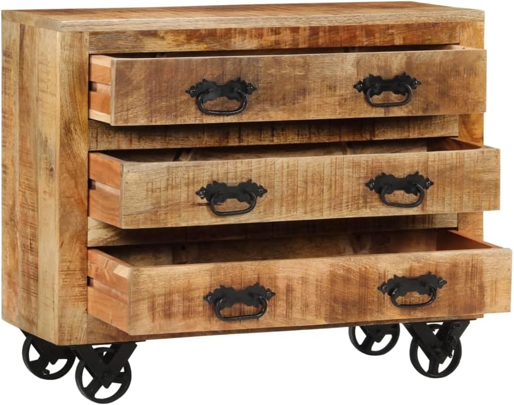 Sideboard with 3 Drawers, Solid Mango Wood, Brown S9705