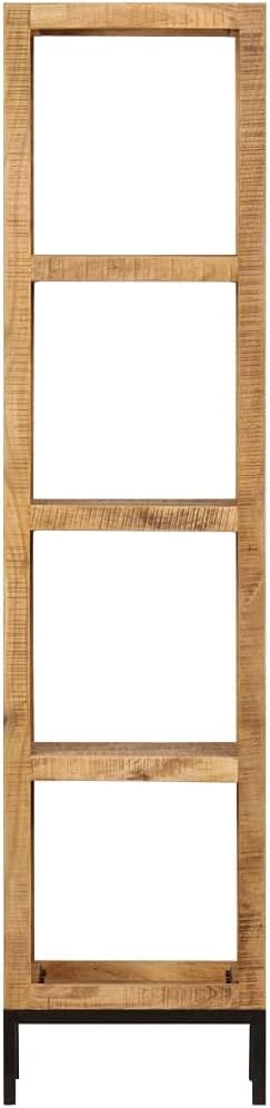 Solid Mango Wood Bookshelf with 4 Compartments, Brown P4192