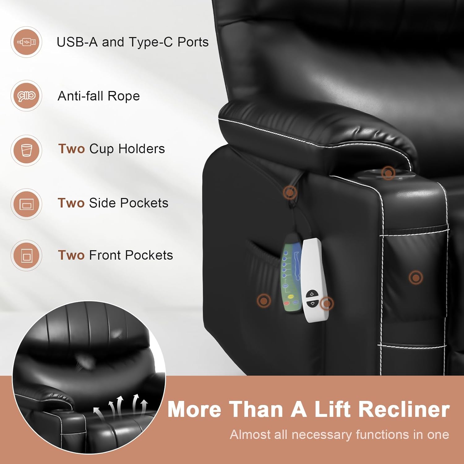 Power Lift Recliner Chair for Elderly with Heat and Massage M4614