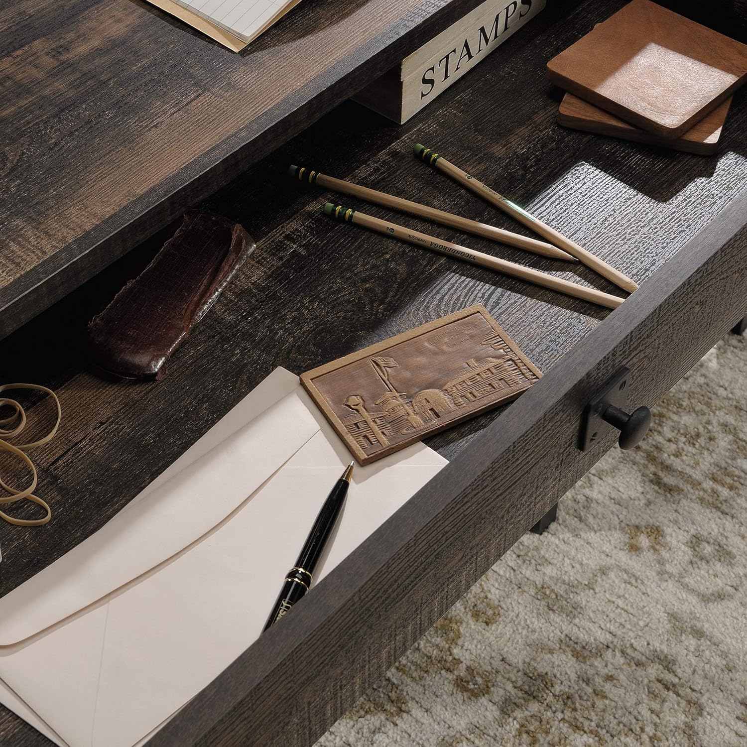 Steel River Desk, Carbon Oak Finish E666618