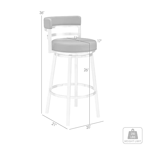 26" Counter Height Swivel Bar Stool with Faux Leather and Stainless Steel D1930