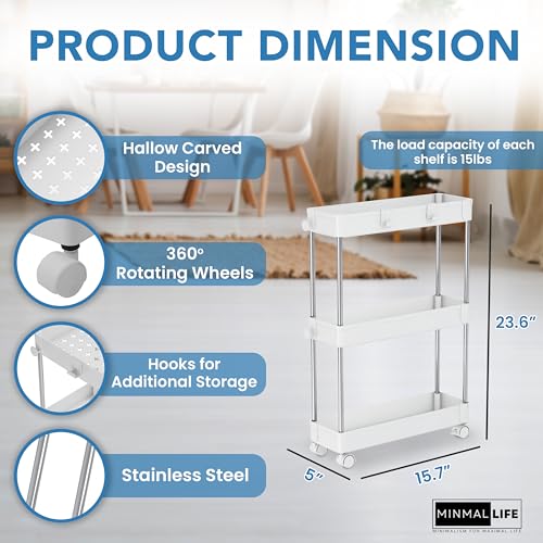 4 Tier Slim Rolling Utility Cart with Wheels M5566