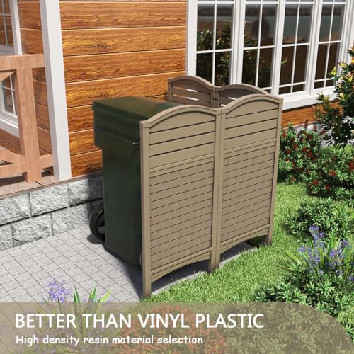 Air Conditioner Fence Privacy Screen, 4 Panels Outdoor Enclosure, Resin Fence Panels Kit, 45" x 22" Per Panel, Off White W57422