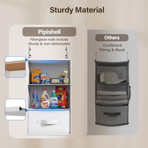 6-Shelf Hanging Closet Organizer with 3 Removable Drawers G6907