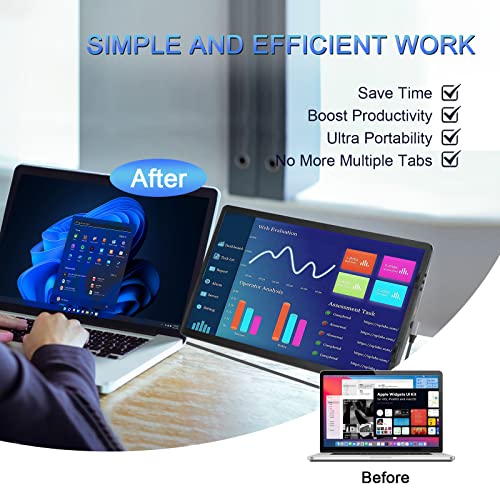 Portable Laptop Monitor 14 inch, 360° Rotatable Dual Screen H611