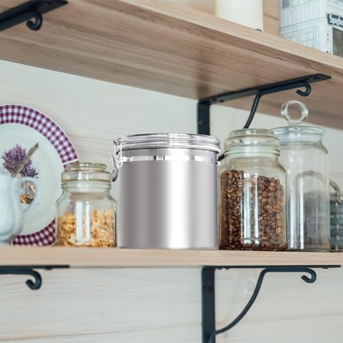 165oz Stainless Steel Airtight Food Storage Canister with Clear Lid and Locking Clamp A36031