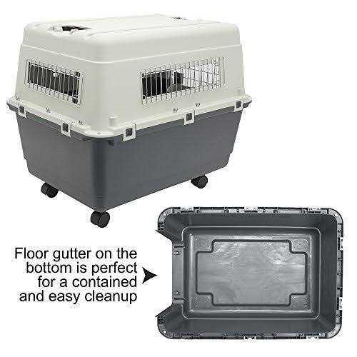 Rolling Plastic Wire Door Travel Dog Crate A2513