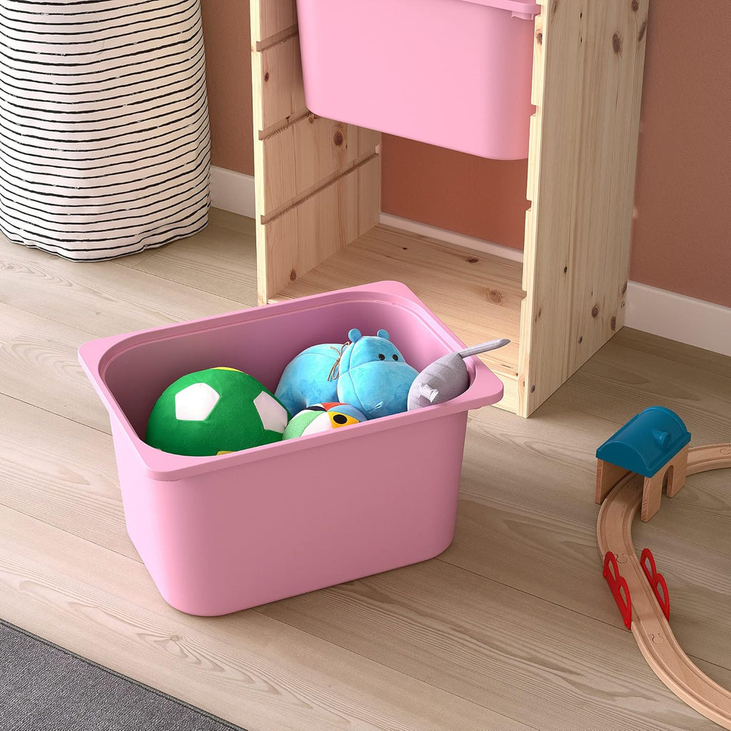 Storage combination with boxes, 44x30x91 cm, light white stained pine/pink N199753