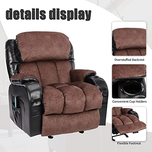 Massage Recliner Chair with Heat and Cup Holder, Black H519352