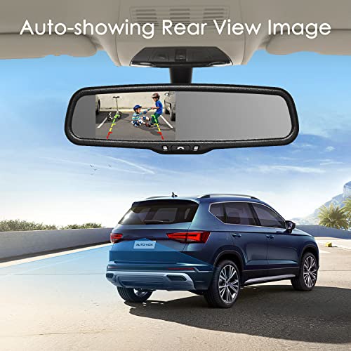 Rear View Mirror Camera with 4.3" Monitor, Night Vision, IP68 Waterproof Backup Camera for Car L261