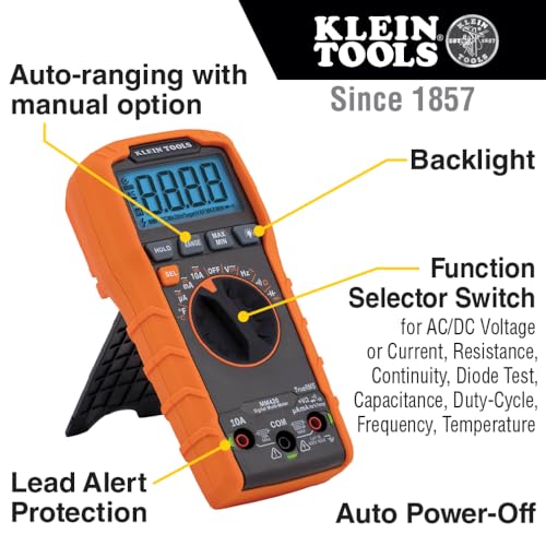 Slim Digital Multimeter with Reverse Contrast Display, Auto-Ranging TRMS, 600V Y65588