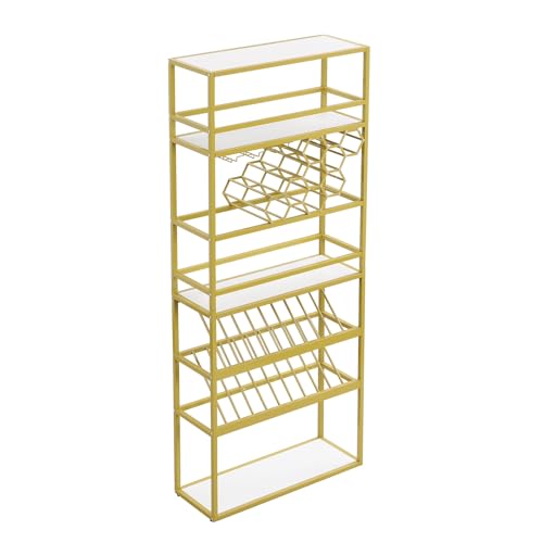 Wine Rack with LED Lights, 6 Tier Freestanding Floor Storage Shelves Z8394