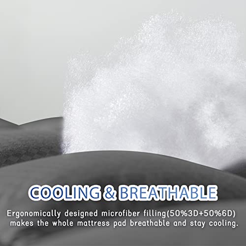 Quilted Fitted Twin XL Mattress Pad, Cooling Breathable, White D29575