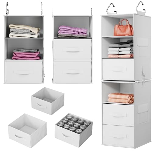 6-Shelf Hanging Closet Organizer with 3 Removable Drawers G6907