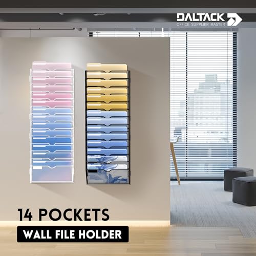 Wall File Organizer, 14 Tier Hanging Mail Organizer for Papers Folders, Wall Mounted, Black 2 Pack L441
