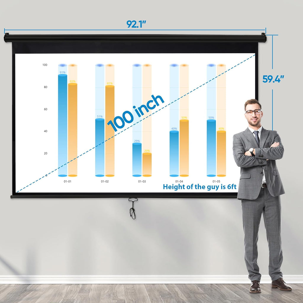 Outdoor Projector Screen 100 Inch 16:9 HD Portable F87743
