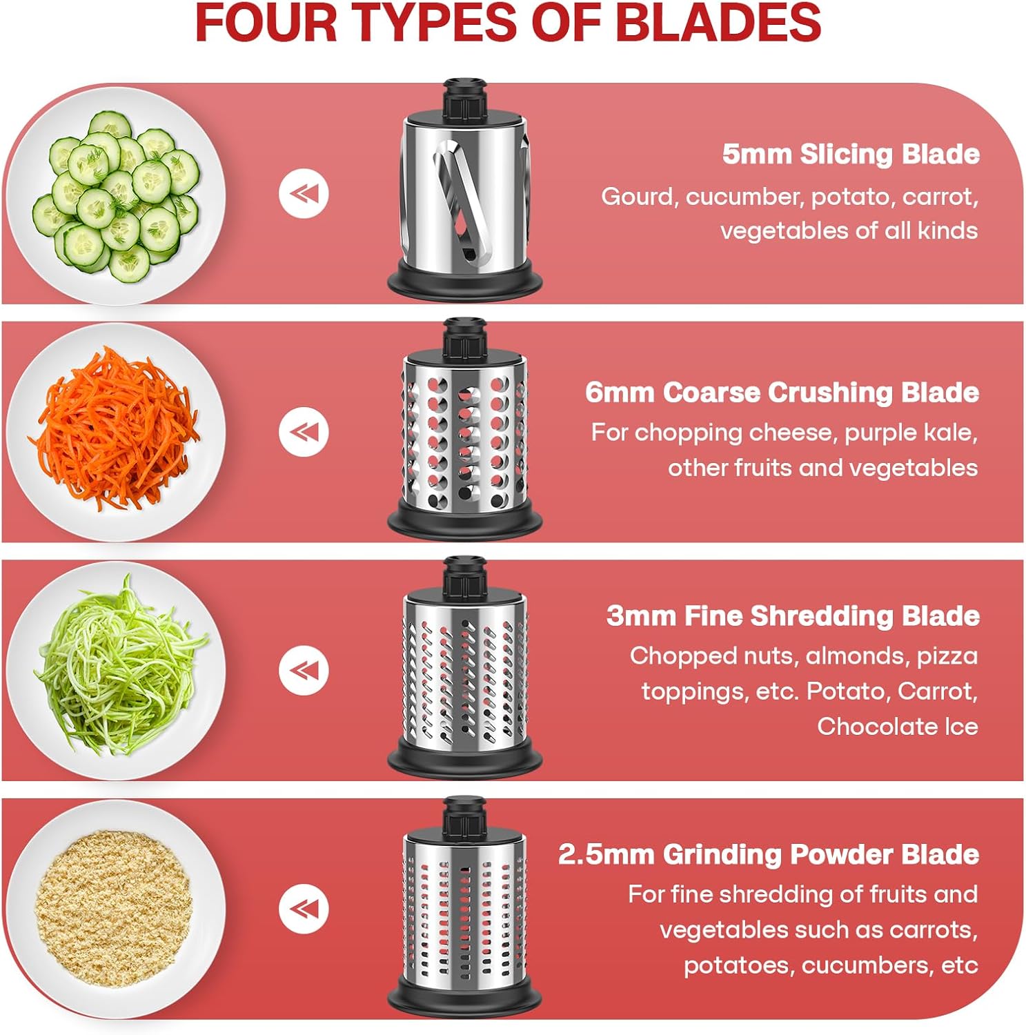 Stainless Steel Cheese Grater Attachment for Stand Mixer, Vegetable Slicer Shredder B304