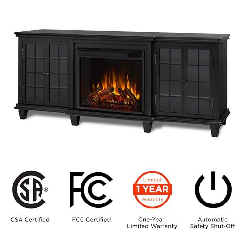 Electric Fireplace TV Stand for TVs up to 70 inches with Adjustable Shelves and Storage, Remote Control, White Y4613